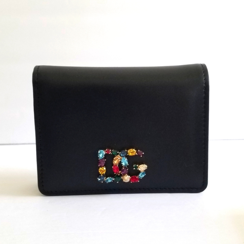 Dolce & Gabbana Multicolor Stone DG Bi-Fold Leather Wallet Black - Picture 5 of 10